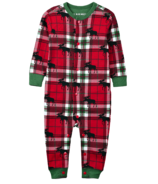 well假日折扣Hatley Little Blue House Infant Union Suit Holiday Moose on Plaid