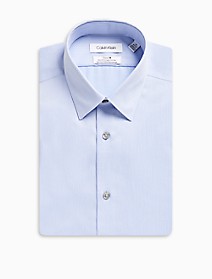 CK男装steel slim fit herringbone point collar dress shirt