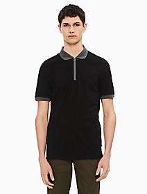 CK男装regular fit contrast zip polo shirt
