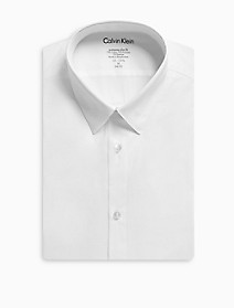 CK男装x fit ultra slim fit solid point collar dress shirt