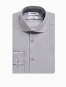 CK男装steel slim fit herringbone spread collar dress shirt