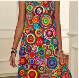 无袖圆领花连衣裙$11.90