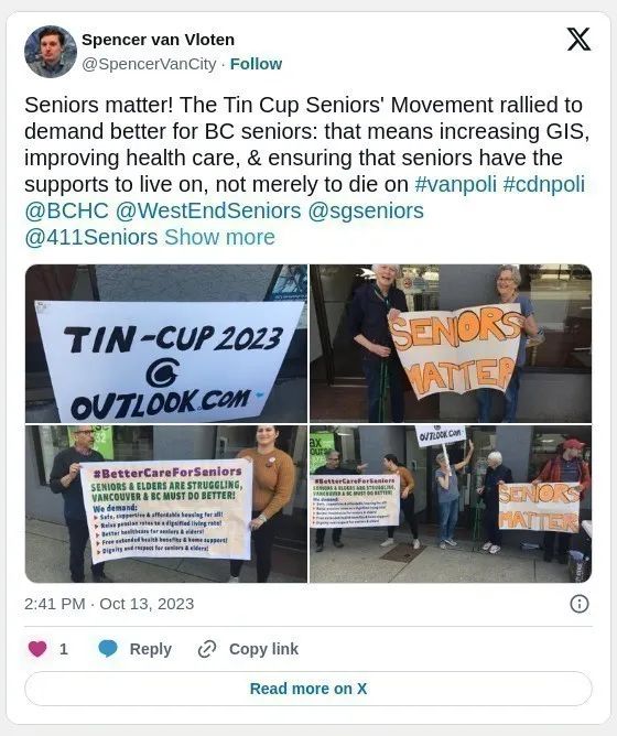 每月2千加元的退休金 大温老人仍然活不起 每月2千加元的退休金 大温老人仍然活不起