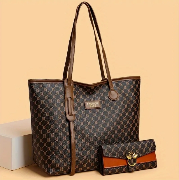 几何图案手提包和钱包套装$ 20.01