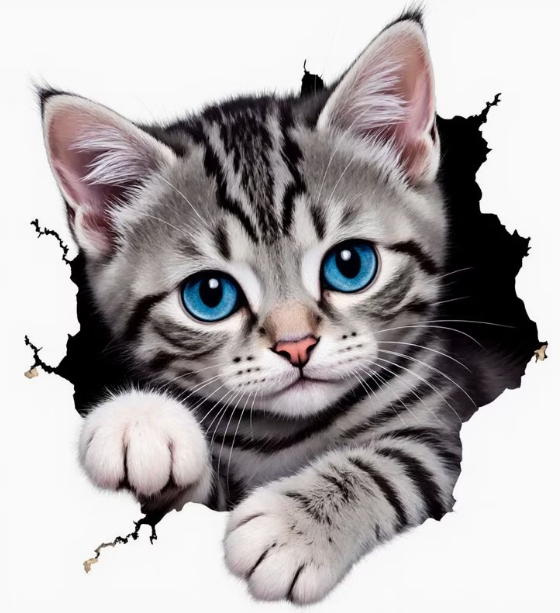 蓝眼灰虎斑猫汽车贴1.25加币
