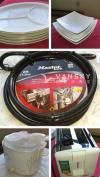 处理：Toaster， 折叠拉车，瑜伽垫，慢炖锅，爆米花机，平底锅，汤锅，烤盘、大菜盘