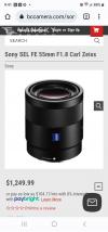 Sony SEL FE 55mm F1.8 Carl Zeiss转让