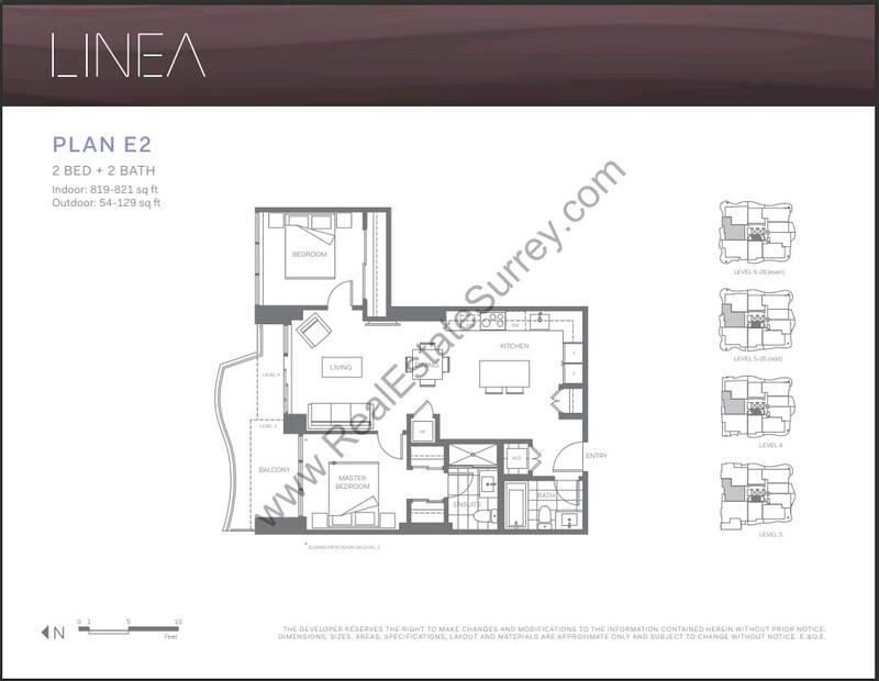 Surrey 市中心2房2厕高層公寓出租