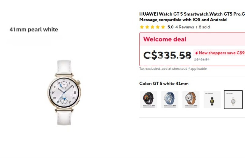 全新未拆封 华为GT5 智能手表 41mm 白金配色皮表带