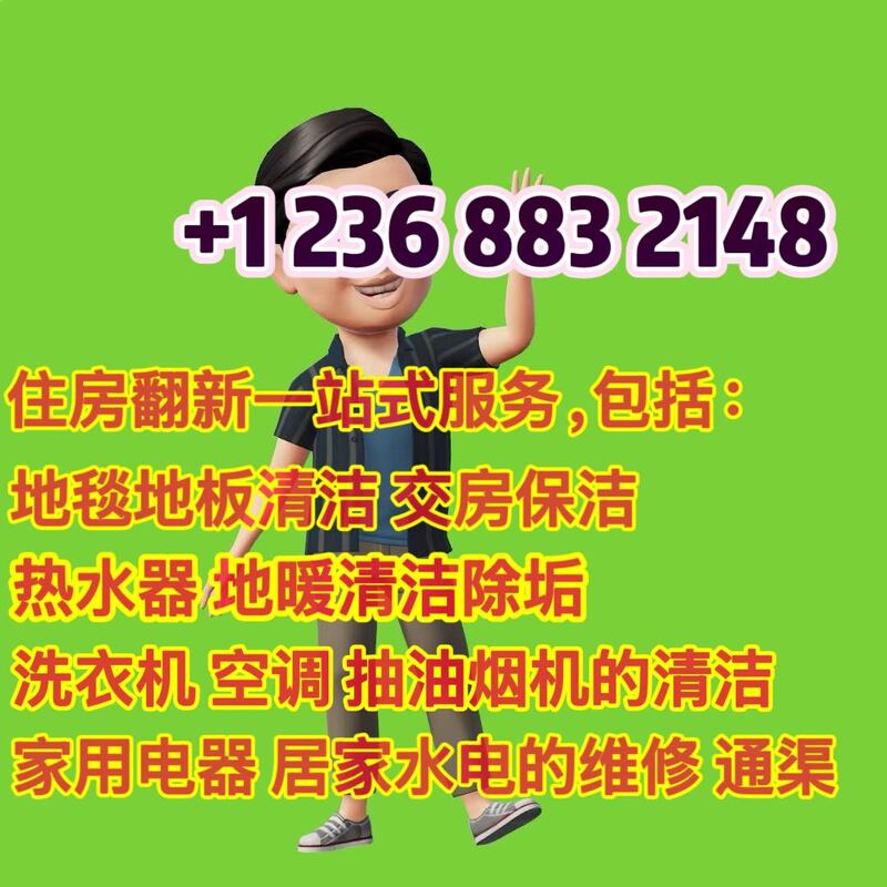 地毯清洗，厨卫&屋顶通渠，外墙清洗，浴室 厨房 露台翻新改造，围墙施工，地毯地板铺设，墙面油漆，家电维修 拆洗