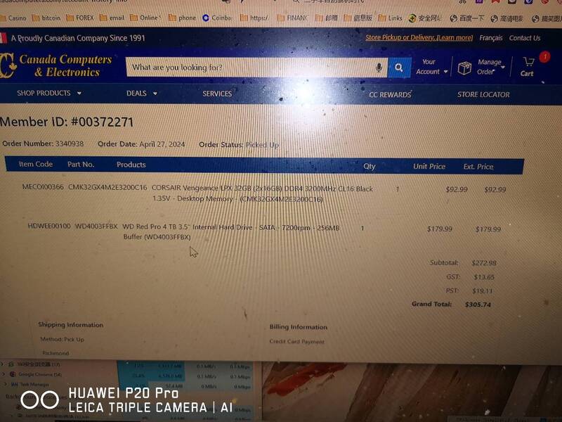 卖WD Red Pro 4TB 3.5" internal hard drive 型号WD4003FFBX 9.5成新，$145元, 原价$179.99
